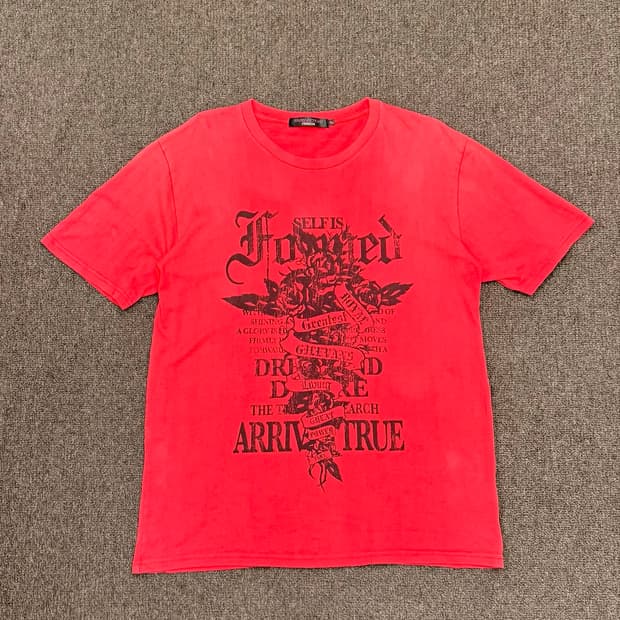 3XL)THRUXTON 빈티지 고딕 장미 그래픽 반팔 티셔츠