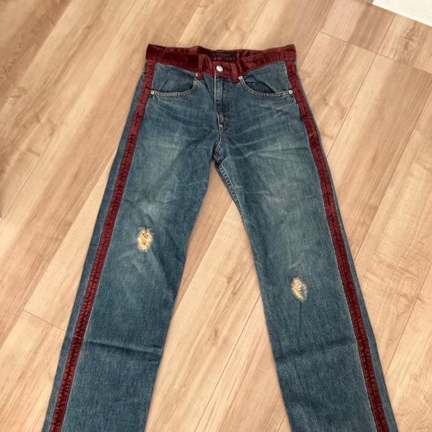 언더커버리즘 02aw 벨루어 스트라이프 데님