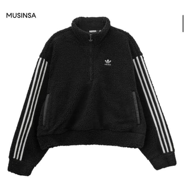 아디다스 플리스 하프집업 뽀글이 반집업 스웻셔츠 맨투맨 빈티지 블랙