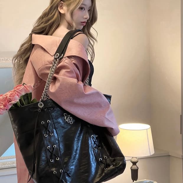 체리퀴리 레더 쇼퍼백