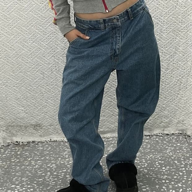 아웃스탠딩 아메카지 카펜터 와이드 데님팬츠  S C06510