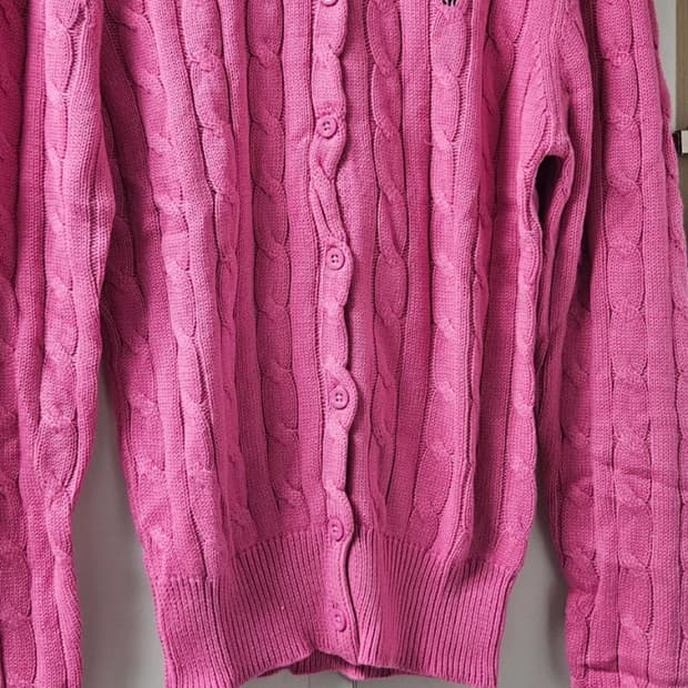 폴로 케이블 가디건 핫핑크 