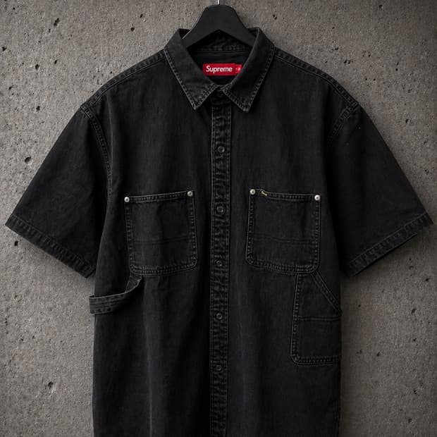 슈프림 루즈 핏 숏슬리브 데님 페인터 셔츠 블랙