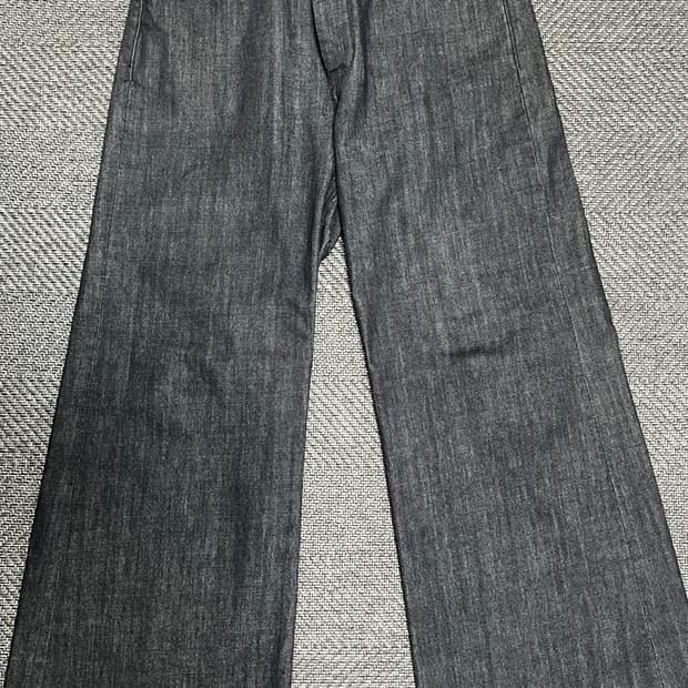 유스 Wide Flared Denim Pants_Washed Black