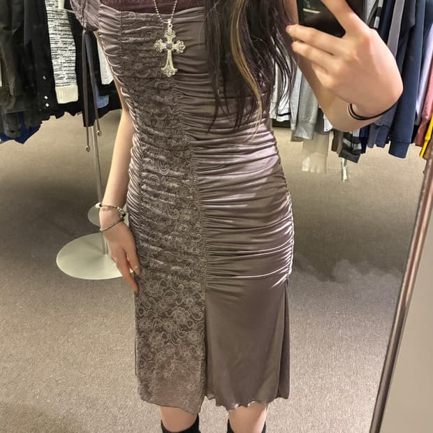 OS)Maitresse vintage 셔링 레이스 원피스