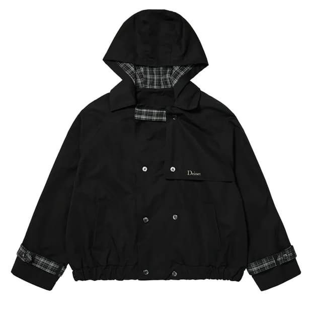 DEINET hooded trench jacket in black