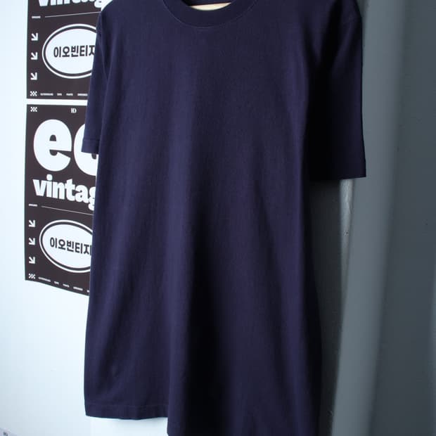 (L-XL) 논스탁 반팔 티셔츠 USA 네이비 무지 아메카지-H35426