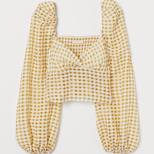 H&M 체크 하트넥 블라우스 (38사이즈)