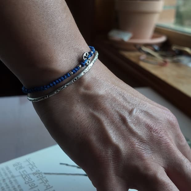 워터프루프 실버 소원 팔찌 (블루)