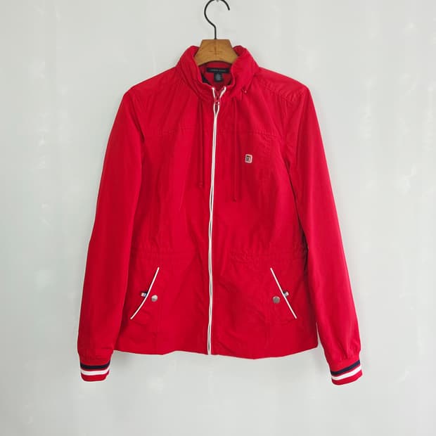 [TOMMY HILFIGER] 타미힐피거 레드 집업 바람막이 자켓 XS