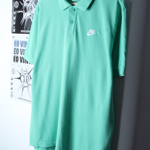 (XL-2XL) 나이키 반팔 카라 티셔츠 스몰로고 연그린-H31371