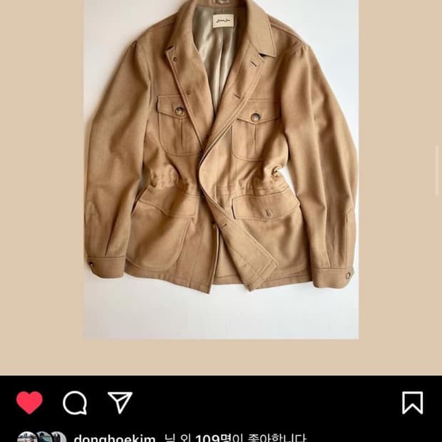 사르토리아준 카멜헤어 사파리자켓 s