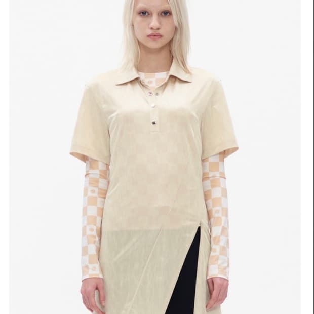 OPENYY DIAGONAL ZIP SLIT COLLARED T
