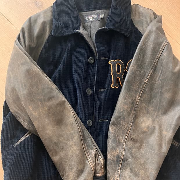 Rrl 아플리케 코듀로이 바시티 자켓 xl