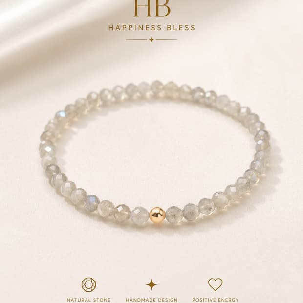 라브라도라이트 3mm 원석팔찌 | 14K 골드필드 포인트