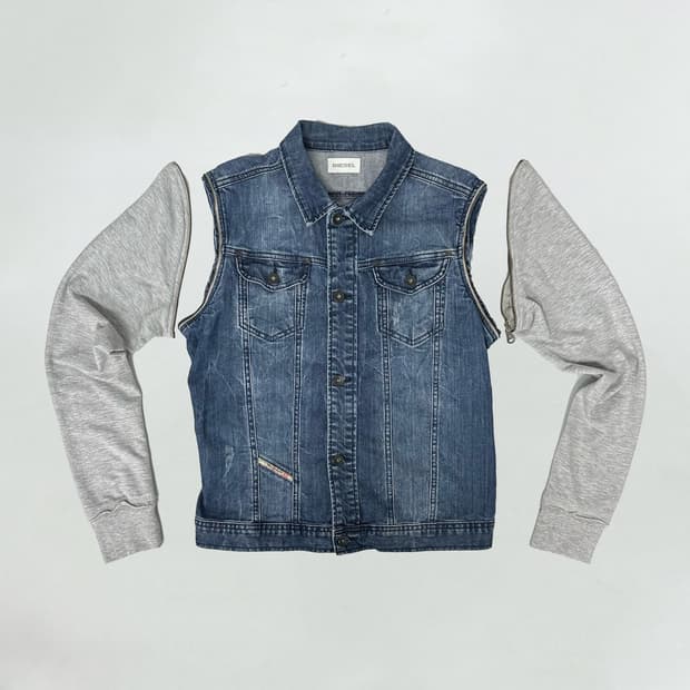 디젤 투웨이 지퍼 워싱 데님 자켓