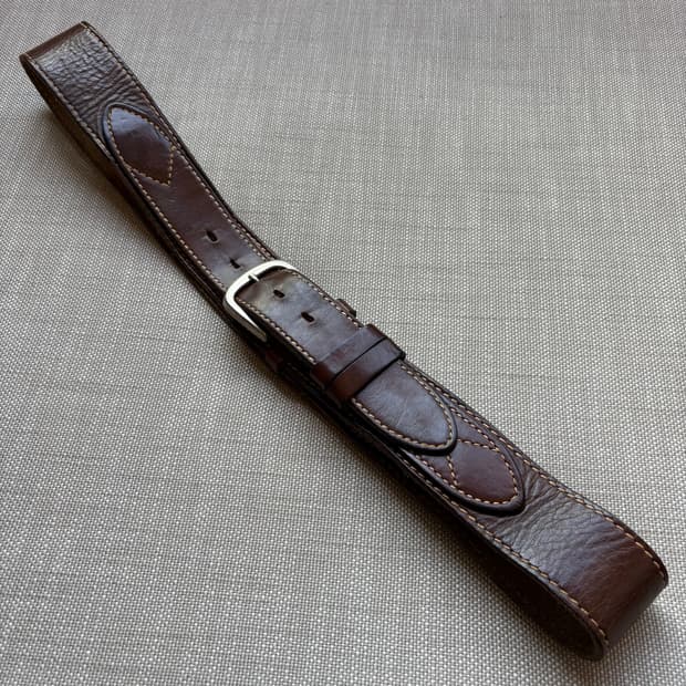 [37-38] 80s USA 하네스 브라운 레더 더블 스트랩 벨트