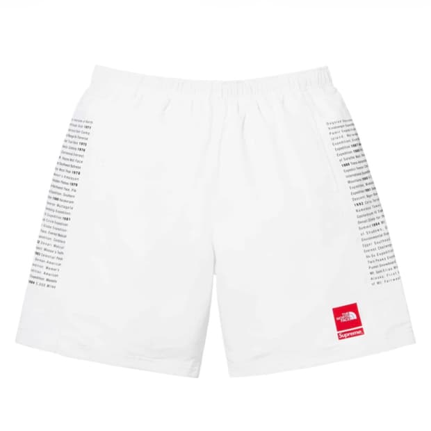 슈프림 x 노스페이스 나일론 쇼츠 화이트 - XL