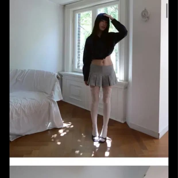 베이비랩 플리츠 미니스커트 s 그레이