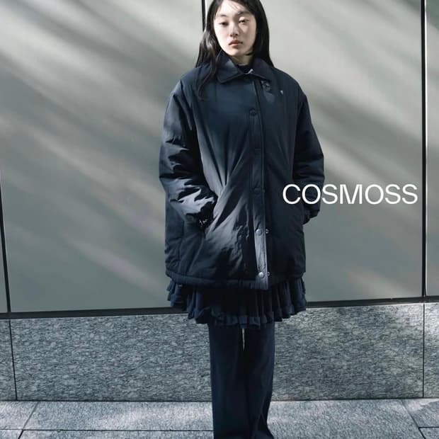cosmoss 칼라 셔링 패딩 자켓 블랙