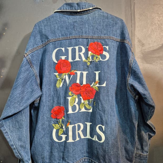 LAP 장미 프린트 데님 청자켓 F