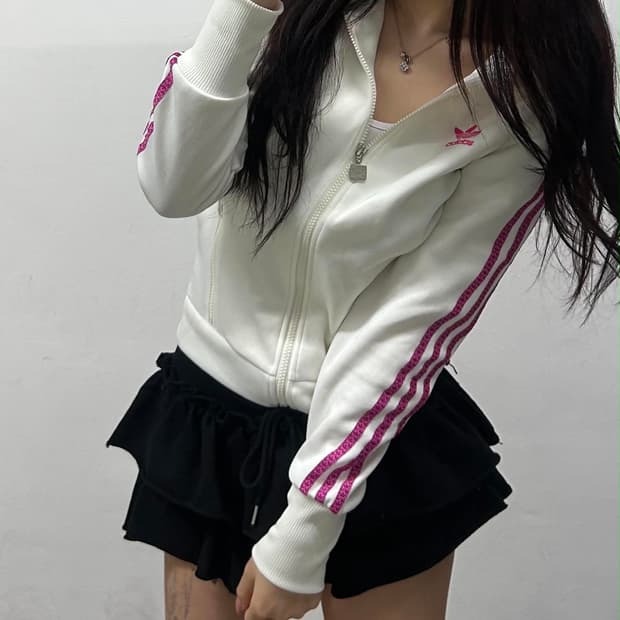 아디다스 화이트 파이어버드 대대장 후드집업 희귀져지(40)