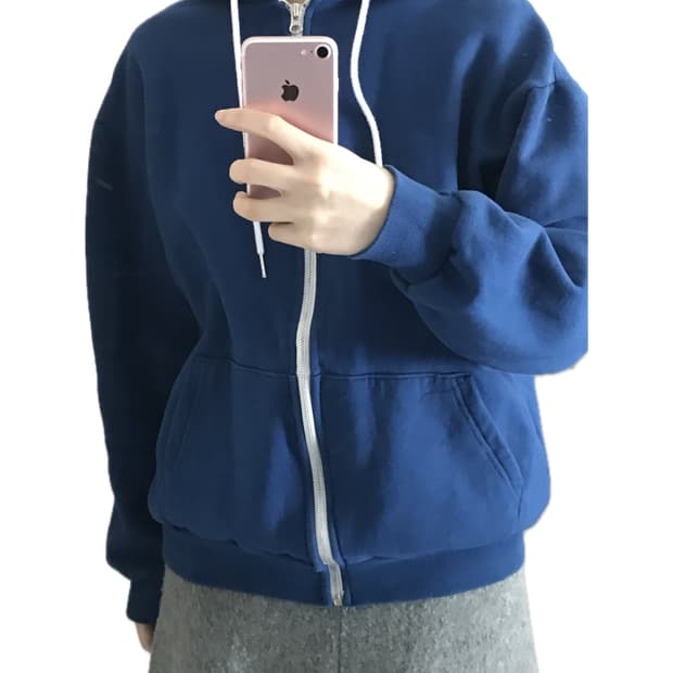 기모 후드집업 블루