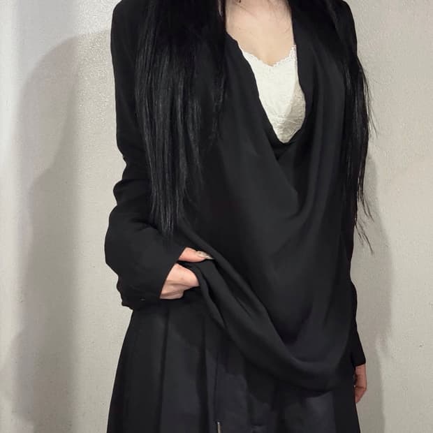 Drape Cowl Sheer Blouse