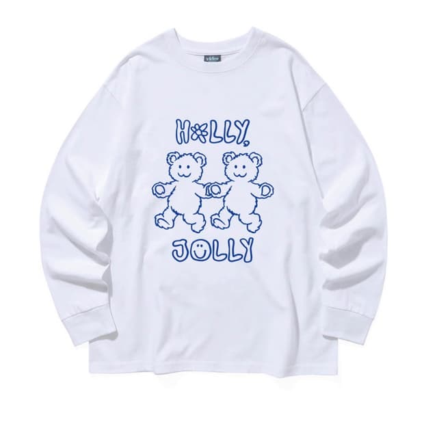 비디오자키 video jockey 좋아좋아 기분좋아 LS티셔츠 화이트