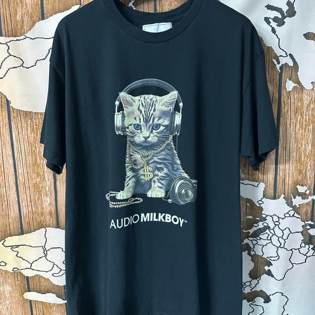 MILKBOY 오디오 캣 DJ 그래픽 반팔 티셔츠 XL 일본판