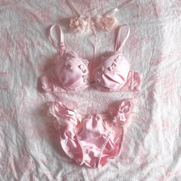 핑크 쵸커 리본 브라& 팬티 set 레이스 갸루 히메 b70 리즈리사