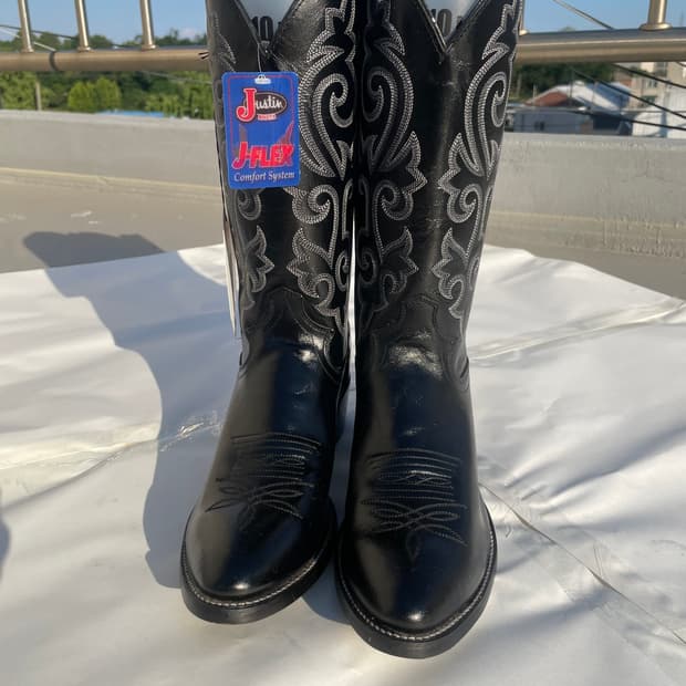 저스틴부츠 Jflex Black Cowboy Boots 10.5B