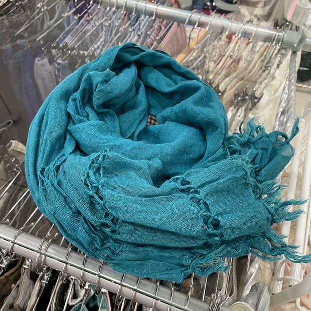 Teal Fringed Scarf