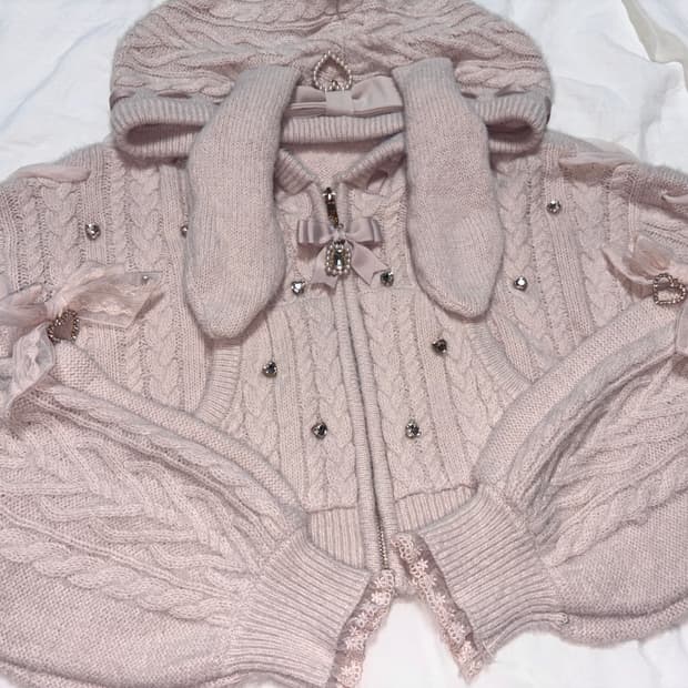 리즈리사 우사미미 후드집업 히메갸루 stc빈티지 니트 가디건 핑크하트