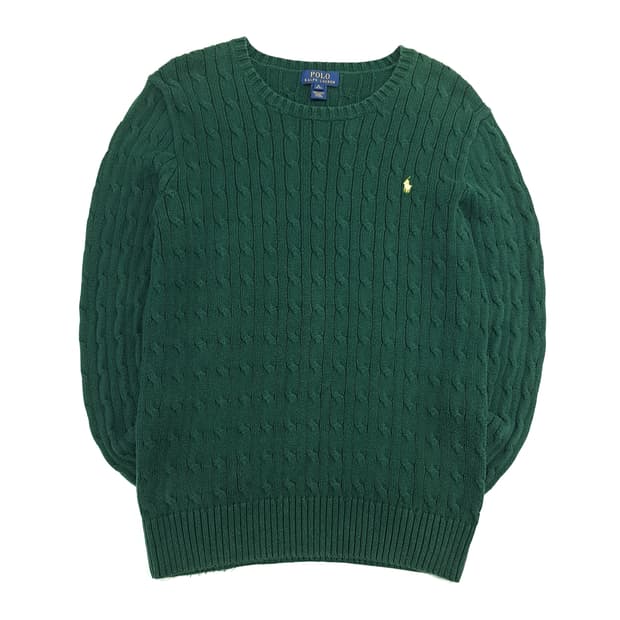 CN532 L-XL 폴로 랄프로렌 포레스트그린 꽈배기 케이블 니트 스웨터
