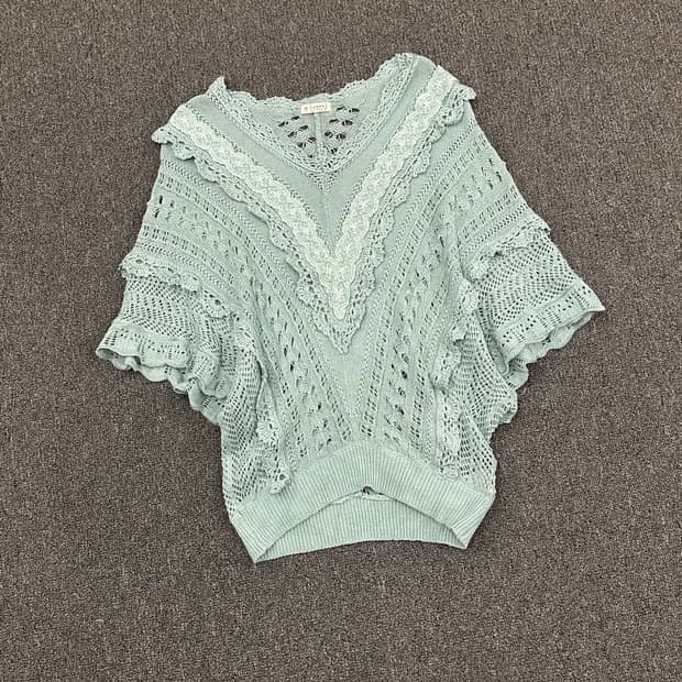 M)Axes Femme vintage 여성 민트 레이스 크로셰 베스트