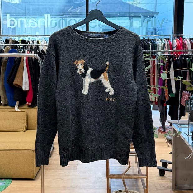 폴로 랄프로렌 차콜 블렌드 도그 인터샤 니트