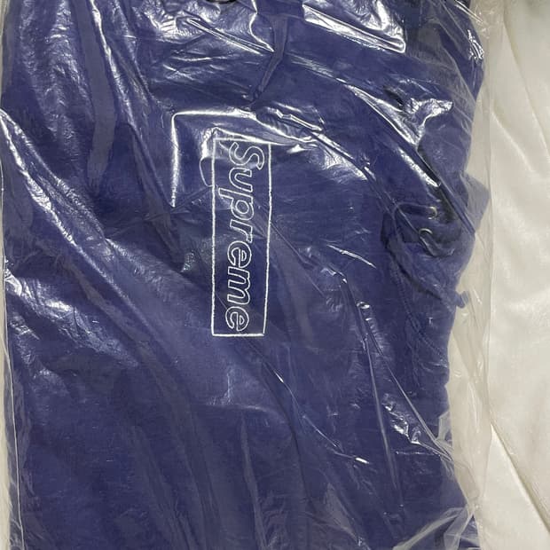 21ss 슈프림x카우스 박스로고 후드 네이비 L