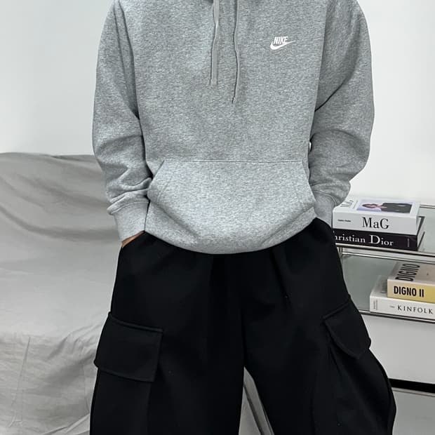 나이키 그레이 스우시 후드티 XL