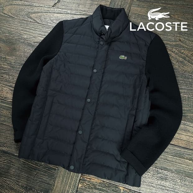 [라코스테] 로고 패치 덕다운 니트 경량 패딩 자켓 발랙 M19789