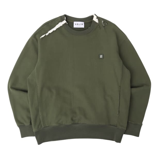 솔리드옴므 신형 카키 백로고 스웻셔츠