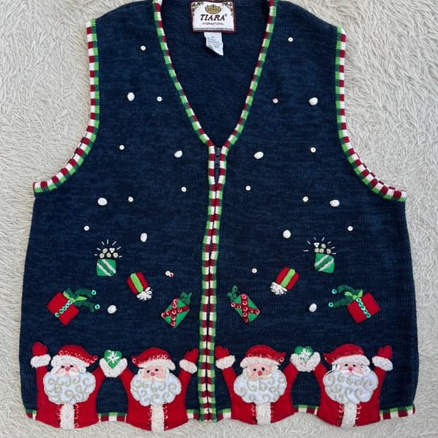 크리스마스 니트 조끼/#2824