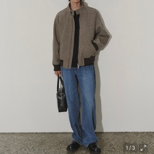 던스트 울 해링턴 자켓 건클럽 체크