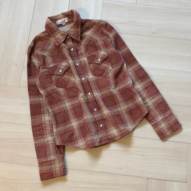 [COLZA] western check corduroy shirts