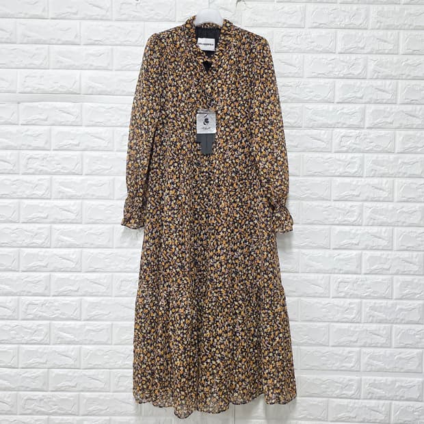 21s 칼라거펠트 플라워 패턴 롱 원피스 M