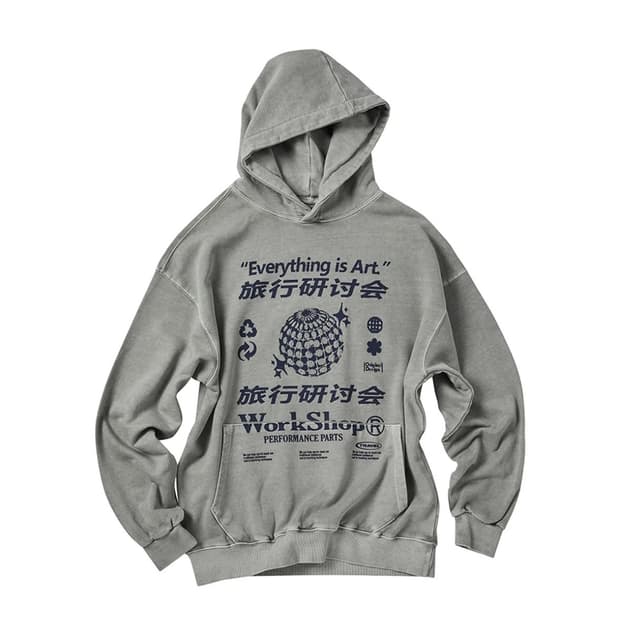 트래블 피그먼트 그레이 후드티