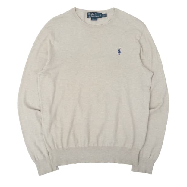 폴로 랄프로렌 라이트그레이 코튼 라운드 니트