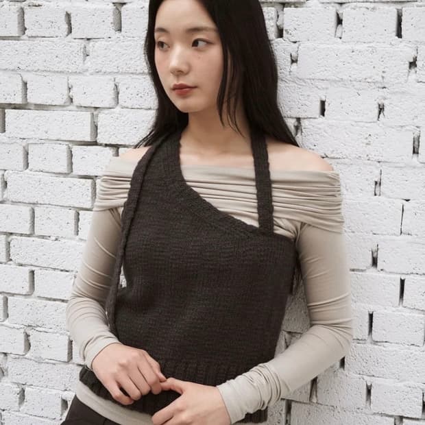 아우로 울 버튼 탑 (니트 베스트)