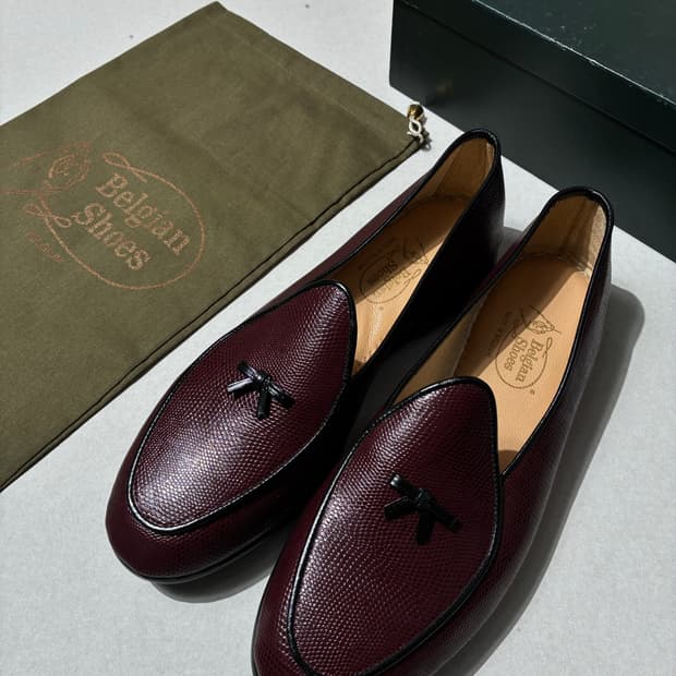 벨지안 슈즈 로퍼 MR.CASUAL 리자드 버건디 9.5사이즈