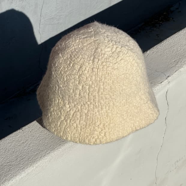 [M-L] 빈티지 아이보리 뽀글이 벙거지 버킷햇 모자